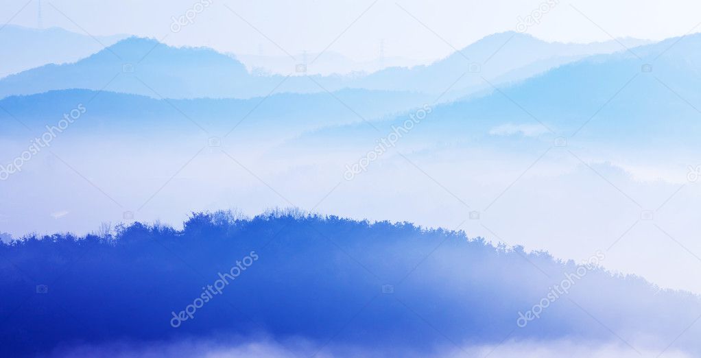 Mountain in fog