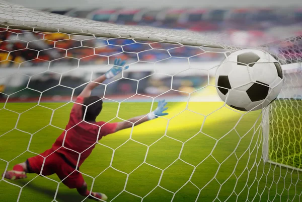 Goal highlight , shooting shot and Goalkeeper catches the ball — Stock Photo, Image