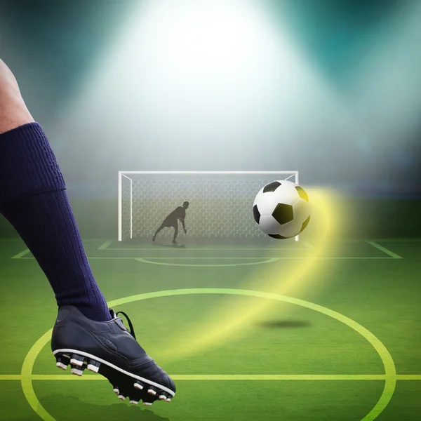 Foot kick ballon de football — Photo