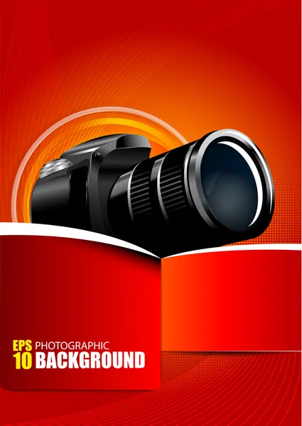 Vector Red Background with digital camera — Stock Vector