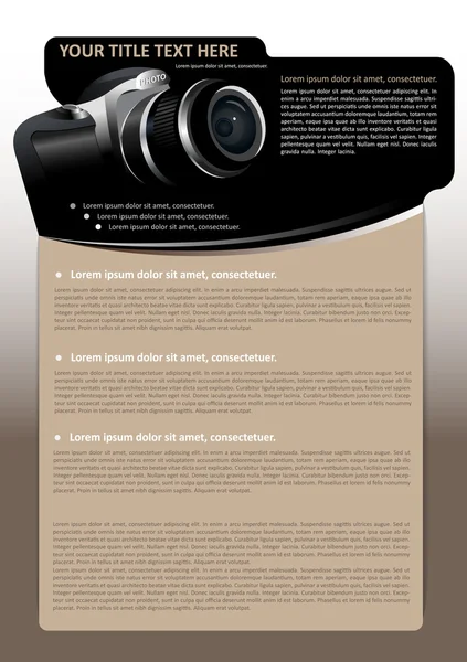 Vector brochure background with digital camera — Stock Vector