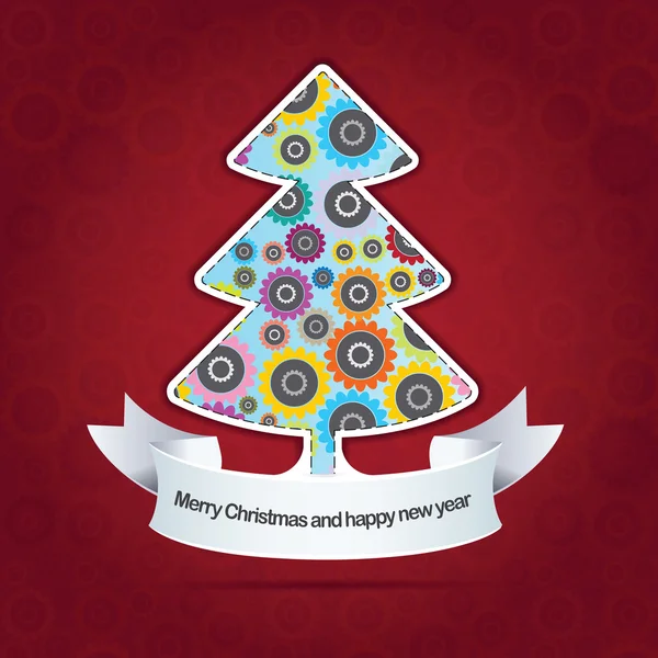 Abstract ιστορικό Χριστούγεννα με δέντρο του φορέα — Διανυσματικό Αρχείο