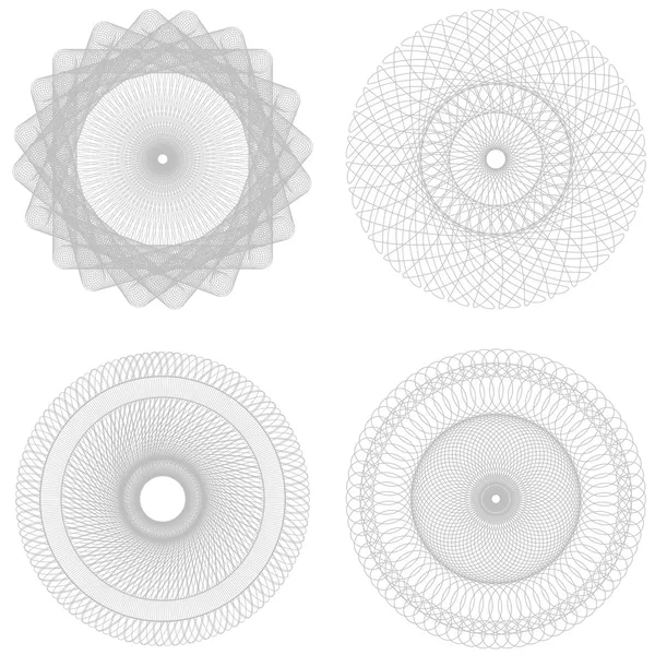 Vektor-Set mit vier Spirographen für Zertifikatshintergrund — Stockvektor