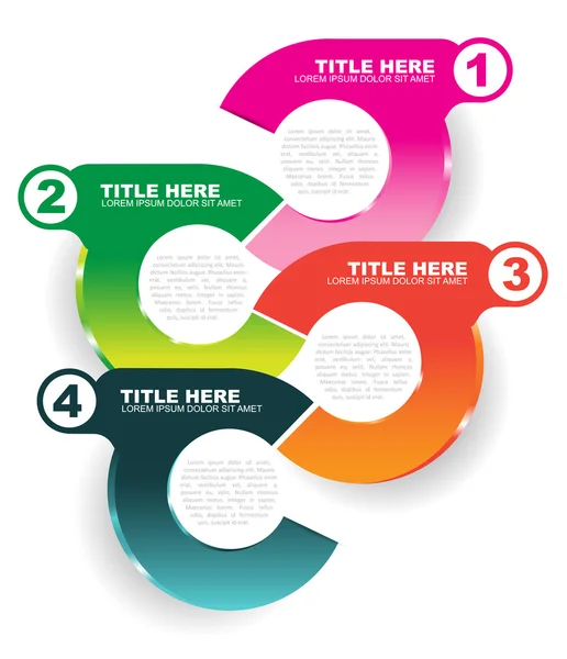 Infografía vectorial abstracta de fondo de color con cuatro pasos — Vector de stock