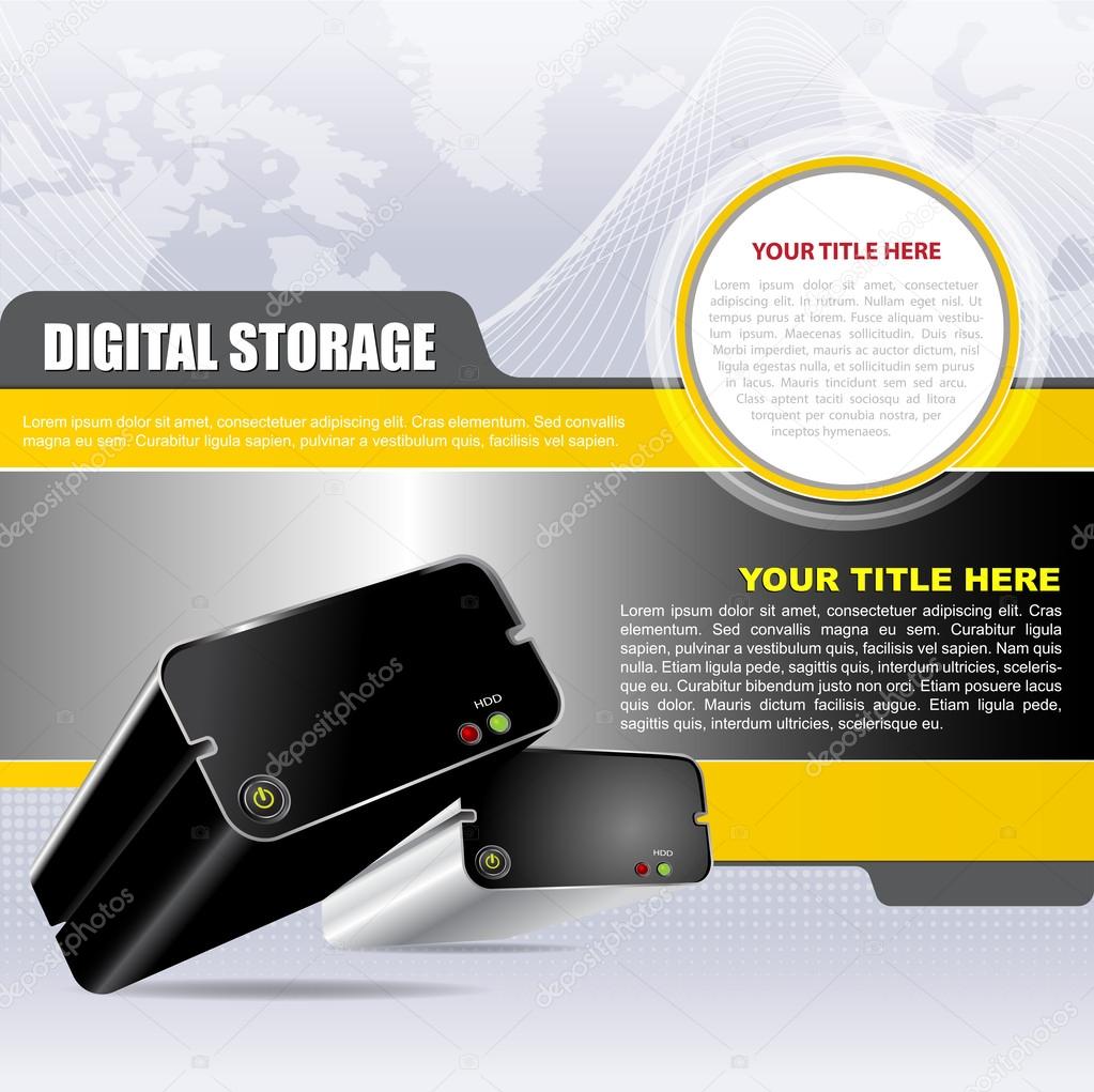 Vector digital background with two hard drives