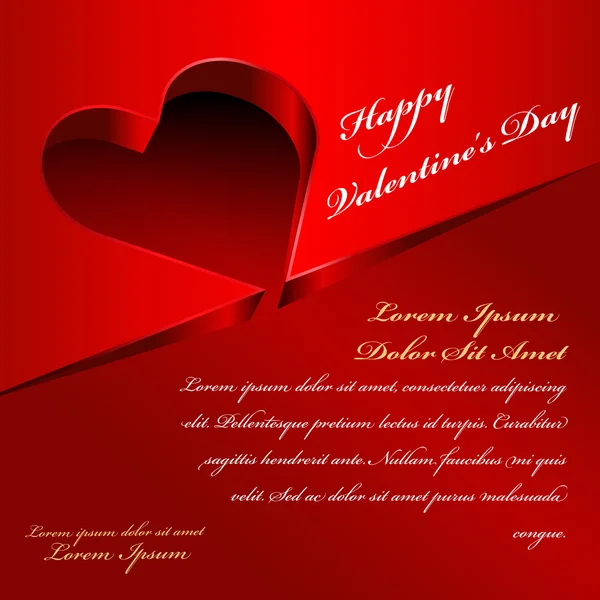 Valentine day card background with 3D red hearts — Stock Vector