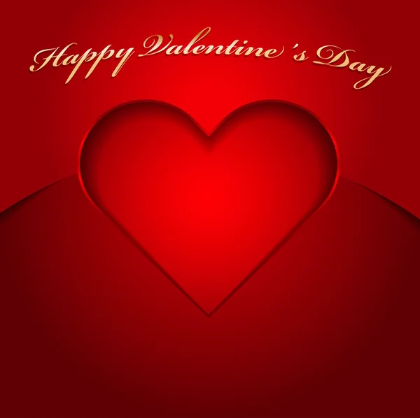 Vector red Valentine background with cut heart — Stock Vector