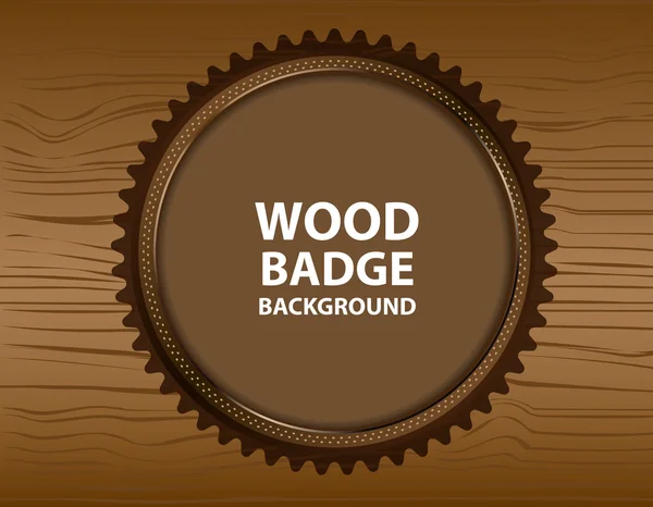 Fondo vectorial de madera con insignia de madera para texto — Vector de stock