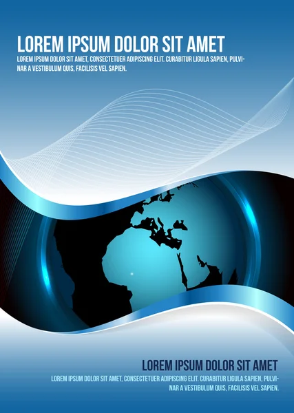 Brochure vectorielle bleu fond avec globe — Image vectorielle