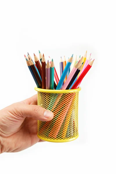 De volta à escola. lápis de cor isolado no fundo branco . — Fotografia de Stock