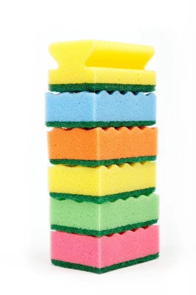 Cleaning sponges on a white background. — Stock Photo, Image