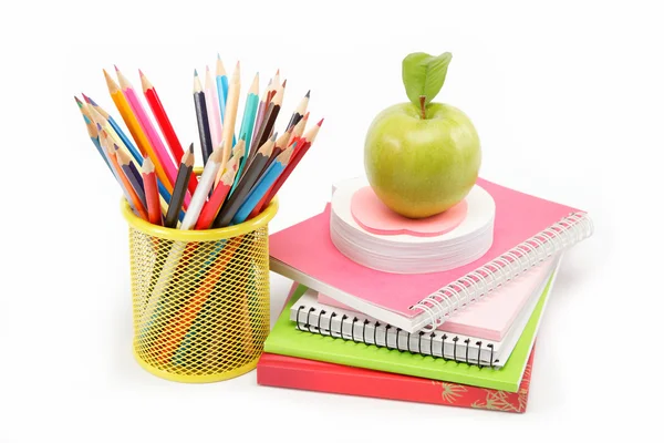 School and office supplies on white background, back to school — Stock Photo, Image