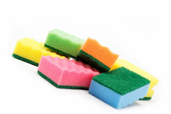 Cleaning sponges on a white background. Stock Picture