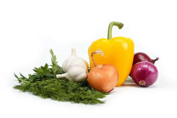 Comida saudável. Legumes frescos sobre um fundo branco . — Fotografia de Stock