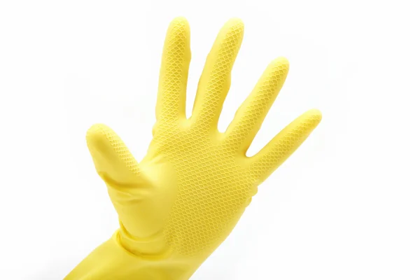 Guante de limpieza mano en color aislado en blanco — Foto de Stock