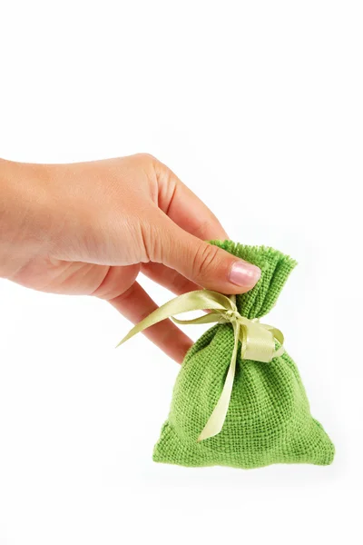 Gift pack in the women — Stock Photo, Image