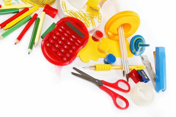 Office and student accessories isolated on a white background. B — Stock Photo, Image