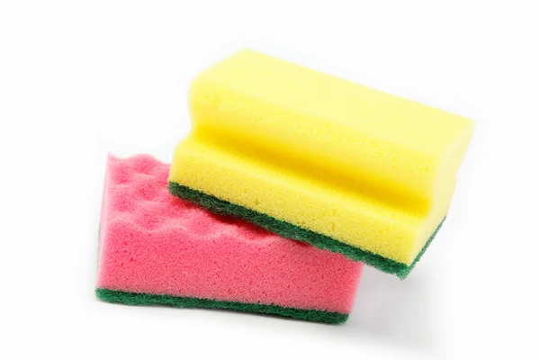 Cleaning sponges on a white background. — Stock Photo, Image