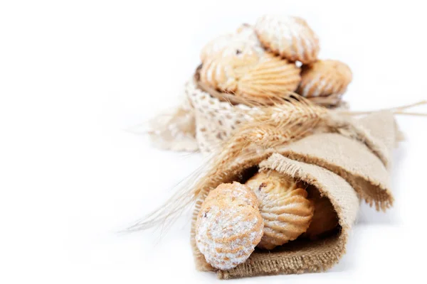 Cookies i strösocker på vit bakgrund. — Stockfoto