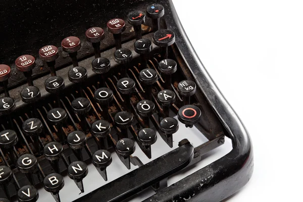 Keyboard of a vintage typewriter in close up — Stock Photo, Image