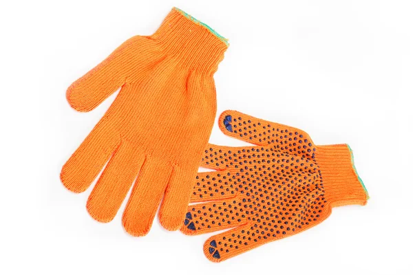 Guantes de trabajo naranja aislados sobre fondo blanco. —  Fotos de Stock