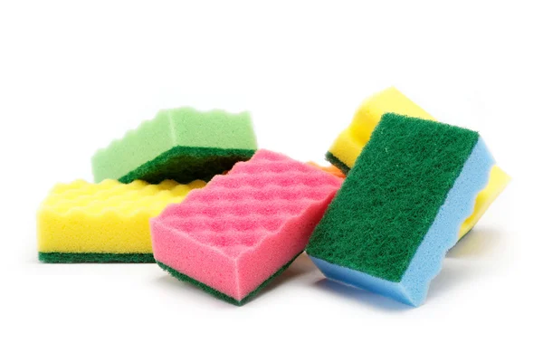 Cleaning sponges on a white background. — Stock Photo, Image