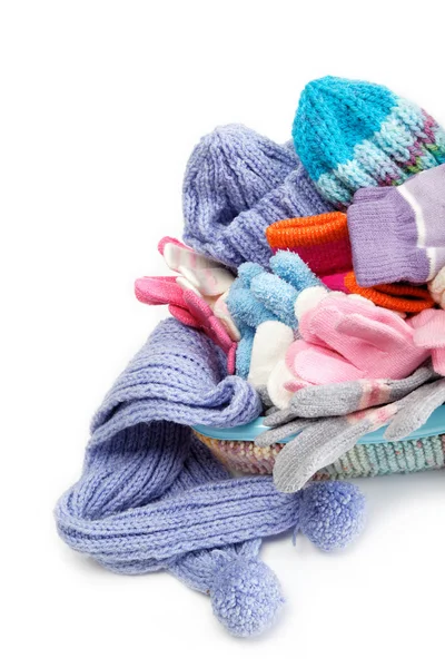 冬季配件集合。帽子、 围巾和手套在伊比 — 图库照片