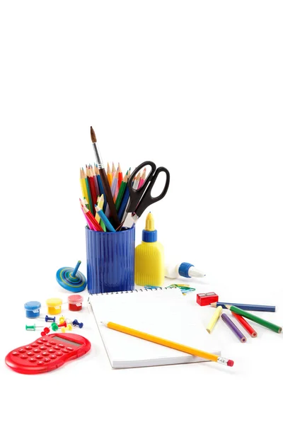 Office and student accessories on a white. Back to school concep — Stock Photo, Image