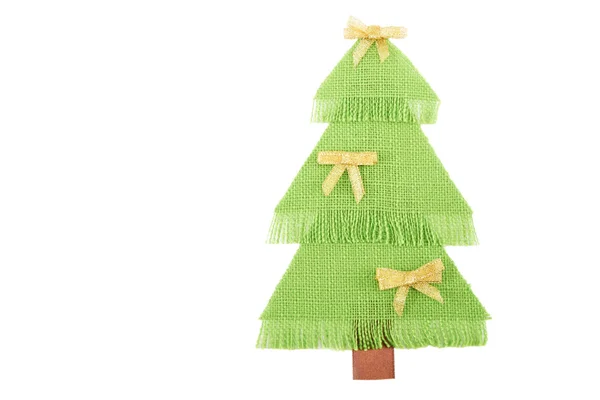 Χριστουγεννιάτικο δέντρο έκανε; πράσινο ύφασμα με isola διακοσμήσεις — Φωτογραφία Αρχείου
