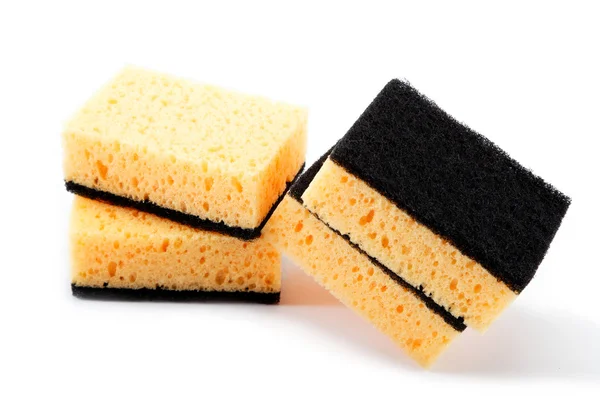 Stack of cleaning sponges on a white background. — Stock Photo, Image