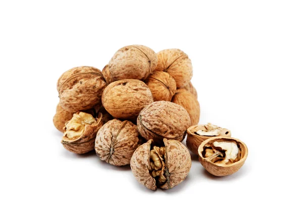 Walnuts on a white background. — Stock Photo, Image