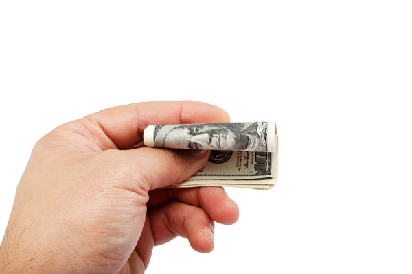 Hand with money isolated on white background — Stock Photo, Image