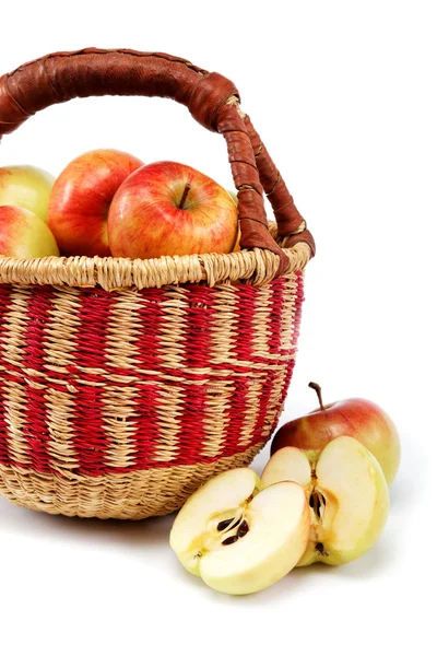 Apples in a basket on a white background. — Stock Photo, Image