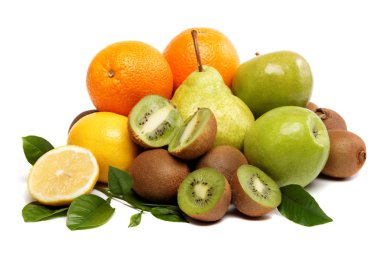 taze meyve ve sebzeler üzerinde beyaz bir arka plan izole.