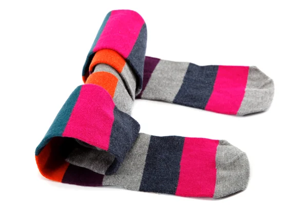 Bunte Socken isoliert auf weißem Hintergrund. — Stockfoto