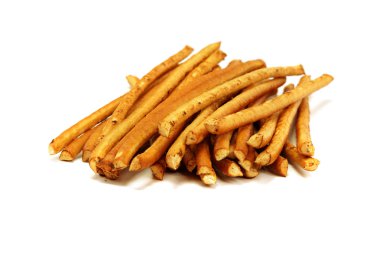 Beyaz arka plan üzerinde izole gevrek ekmek saman.