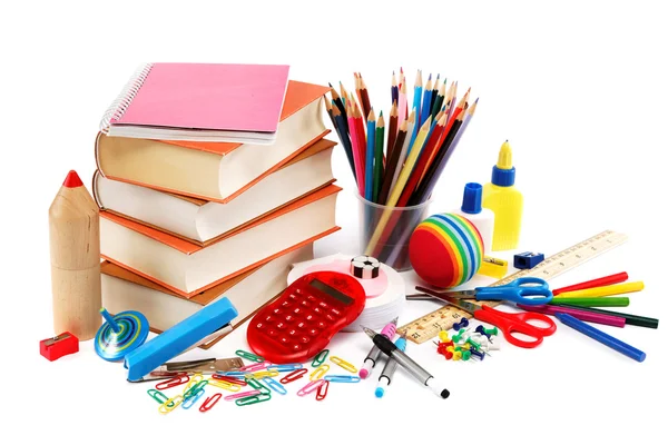 School and office supplies on white background. Back to school. — Stock Photo, Image
