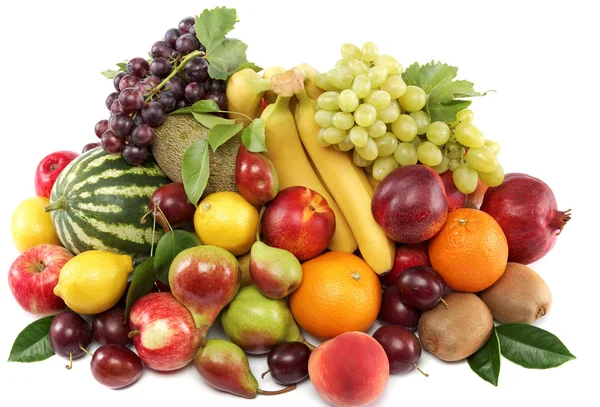 Frutas frescas aisladas sobre un fondo blanco. Conjunto de diferentes fr — Foto de Stock