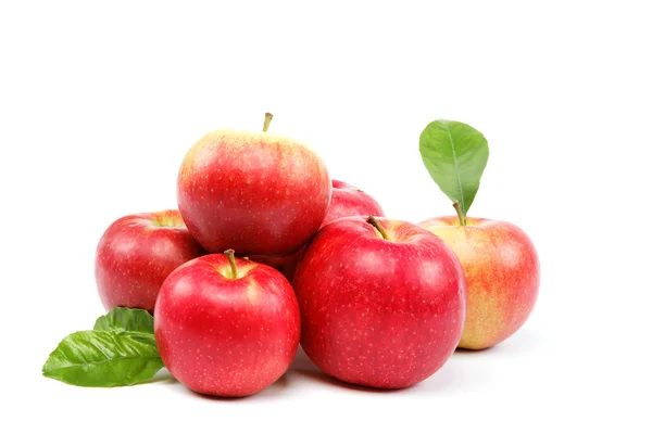 Manzanas rojas frescas aisladas sobre fondo blanco. — Foto de Stock