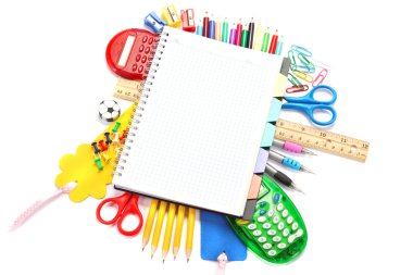 ofis ve öğrenci aksesuar beyaz bitti. okula dönüş.