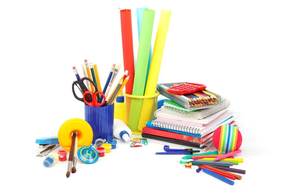 School and office supplies on white background. Back to school. — Stock Photo, Image