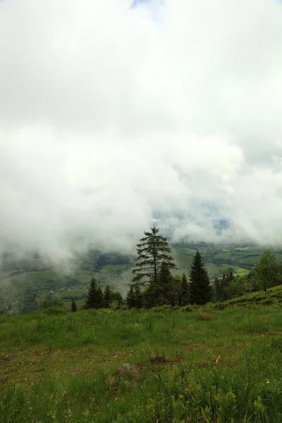 Bergslandskap. molnen i bergen. — Stockfoto