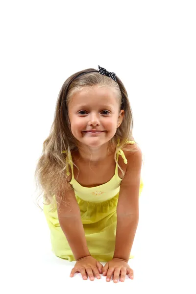 Cute little girl isolated on a white background. — Stock Photo, Image