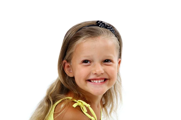 Cute little girl isolated on a white background. — Stock Photo, Image