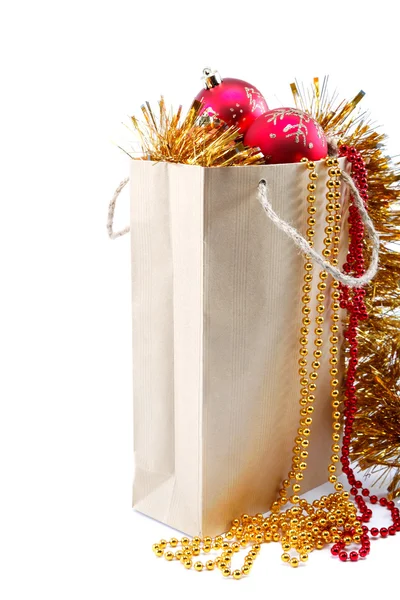 Package with christmas decorations. — Stock Photo, Image