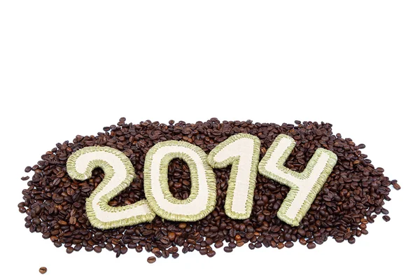 2014 siffror på kaffebönor. Gott nytt år. — Stockfoto