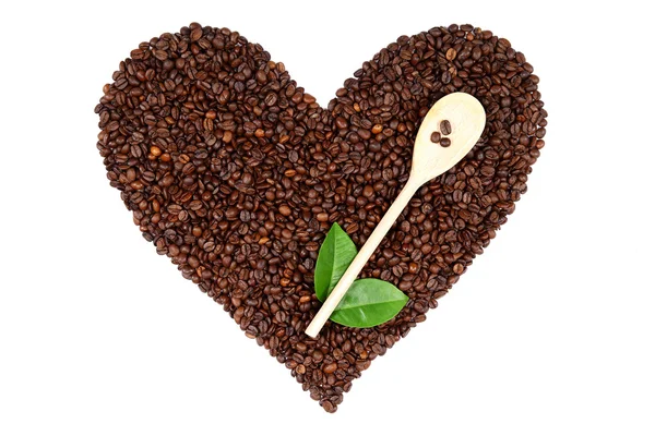 Heart made from coffee beans on white background. — Stock Photo, Image