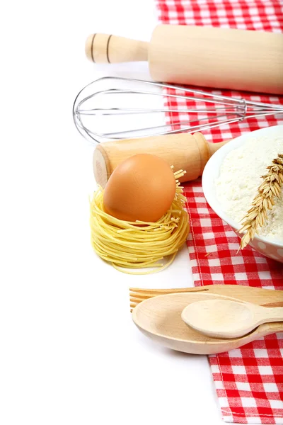 Supplies and ingredients for baking or making pasta. — Stock Photo, Image