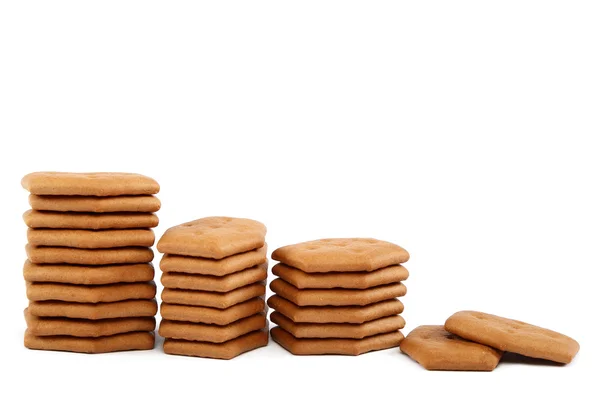 Montón de galletas de galleta sobre un fondo blanco . — Foto de Stock