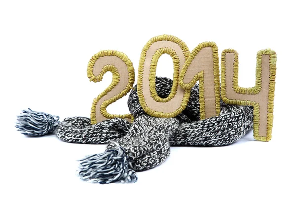 新的一年的主题。羊毛围巾和 2014 年. — 图库照片